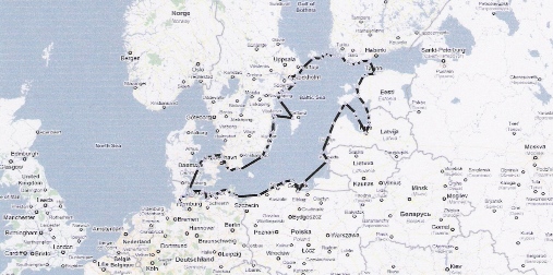 die Route (Quelle: segeln-blogs) Ostseemädels zurück